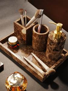 Elegant washroom <b>accessories</b> spa inspired <b>bathroom</b> <b>set</b> natural stone <b>bathroom</b> collection modern <b>bathroom</b> essentials hotel style - Product Image 2