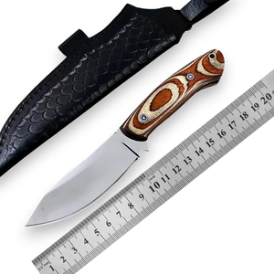 Couteau à Découper en Acier Carbone Personnalisé, Lame Fixe, Manche en Bois, Étui en Cuir, OEM, Manche Entier, Couteau Utilitaire de Camping et de Bushcraft - Product Image 4