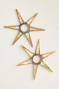 Antique Mirrored <b>Star</b> <b>Candle</b> Cuff Decorative <b>Candle</b> <b>Holder</b> Ring Vintage Metallic <b>Star</b> Accent for Table Centerpiece Home Decor - Product Image 2