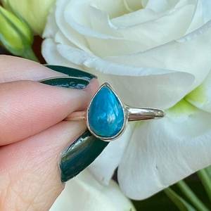 Handmade Teardrop Blue Apatite <b>Ring</b> 925 Sterling Silver Gemstone Jewelry Women Gift Wholesale Minimalist Design - Product Image 1