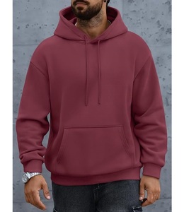 Nouvel Arrivage – Sweat à Capuche Homme Personnalisable Grande Taille, 100% Coton Doublé, Manches Longues, Col Asymétrique, Couleur Unie, Confortable - Product Image 2
