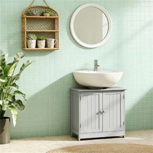 Mobile Lavabo da Bagno Grigio Chiaro con Vano Portaoggetti per Bagni - Product Image 1