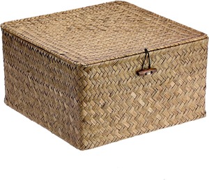 Handwoven Seagrass <b>Basket</b> Bin <b>Square</b> Household Storage Handmade Storage <b>Basket</b> Wholesale eco-friendly Made in Viet Nam - Product Image 1