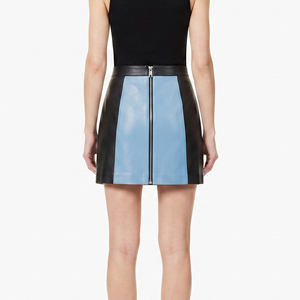Jupe en cuir PU pour femme avec fermeture éclair arrière, style bureau, coupe ajustée, taille haute, mini-jupe, service OEM personnalisé, haute qualité - Product Image 2