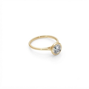Wonderful Round Brilliant Lab Grown Diamond Bezel Set Engagement <b>Ring</b> IGI Certified Solitaire Wedding <b>Ring</b> 10K14K 18K Solid Gold - Product Image 2