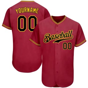 Custom LOGO High Quality Sublimation Print Plus Size Baseball Jersey Blank Black Button <b>Down</b> Youth Set Unisex Oversize Uniform - Product Image 3