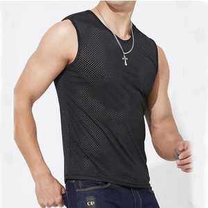 Men's ice silk mesh tanktop gym <b>stringer</b> fitness <b>vest</b> sleeveless muscle shirt transparent bodybuilding - Product Image 6