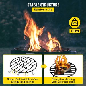 Griglia Moderna per Braciere a Gas, Griglia Rotonda in Ferro Resistente per Legna da Ardere, Griglia per Braciere da 24 Pollici Verniciata Nera - Product Image 5
