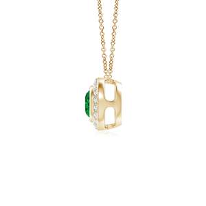 14K <b>Solid</b> <b>Gold</b> Natural Round Emerald Bezel-Set <b>Pendant</b> With Diamond Halo Classic Fine Jewellery Anniversary Gift For Her 2026 - Product Image 3
