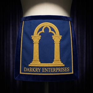 Custom Blue Velvet Masonic Regalia <b>Apron</b> Red Border Gold Bullion Wire Embroidery Freemason Lodge Supplies - Product Image 3