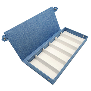 <b>Blue</b> Denim Eyeglasses <b>Storage</b> <b>Box</b> 6-Slot Rectangular Semi-Hard Case for eyeglasses display - Product Image 3