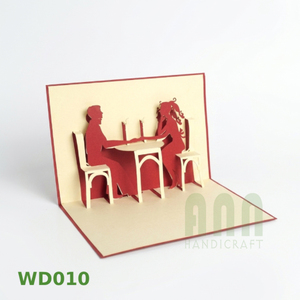 Carte de vœux 3D pop-up carrée sur le thème du festival floral, créative, faite à la main, en papier découpé, souvenir de fête de la Saint-Valentin pour les couples - Product Image 6