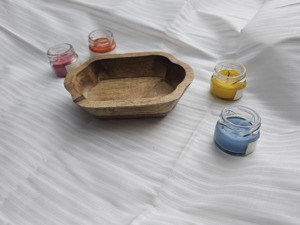 Cuenco ovalado de madera hecho a mano para decoración del hogar, recipiente artesanal de madera para hacer velas - Product Image 4