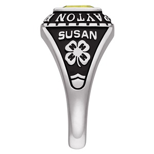 Anillo de Graduación de Plata de Ley 925 con Piedra de Nacimiento en Forma de Cojín para Mujer, Personalizado para Escuela Secundaria o Universidad - Product Image 3