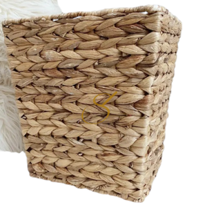 Vintage Water Hyacinth Woven Storage Basket or Planter Cover | Bohemian MCM Boho Neutral Wood Home Aesthetic - Product Image 4