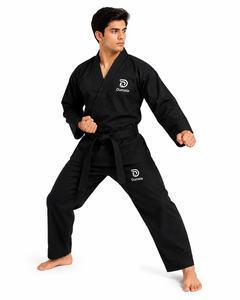 Uniforme de Taekwondo Dumela, Negro, de Algodón, Ropa de Artes Marciales Unisex, Traje de Entrenamiento, Diseño Duradero de Cintura Alta, Transpirable y Personalizable - Product Image 5