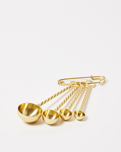 Juego de 4 cucharas medidoras de latón dorado con anillo, diseño personalizado, juego de cucharas medidoras de cobre con diseño en espiral. - Product Image 3