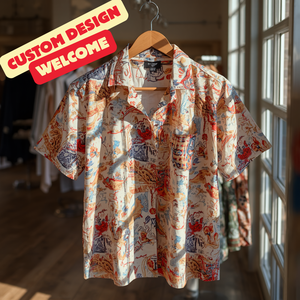 Chemise à manches courtes boutonnée, haut décontracté et tendance, 100% coton respirant, écologique, séchage rapide, imprimé sérigraphié, anti-plis, OEM - Product Image 3
