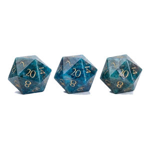 High quality stone dice crystal Blue Apatite natural crystal reiki healing gemstones Engraved custom dice set Vikings - Product Image 3