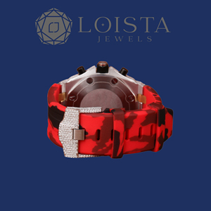LOISTA Diamond Chronograph <b>Watch</b> 43mm Oval Case <b>Rubber</b> Band Analog Quartz Men's Luxury Timepiece - Product Image 2
