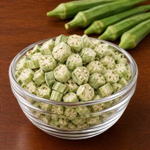 Premium Quality Freeze-<b>Dried</b> Okra Flakes Natural Bhindi Ingredient Ready to Use - Product Image 2