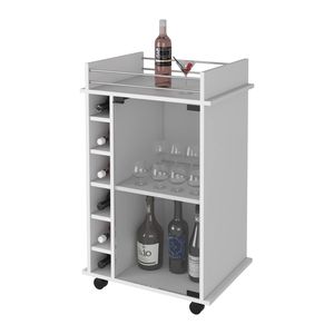 Mueble Bar de Dos Niveles Vegas con Puerta de Vidrio y Seis Compartimentos para Licores, Carrito de Bar Premium - Product Image 6