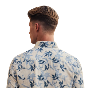 Camisa de Manga Larga para Hombre, Teñida con Hilo Azul Marino, Corte Slim Fit, Casual, Ecológica, de Secado Rápido, para Vacaciones de Verano, Uso Diario Elegante - Product Image 4