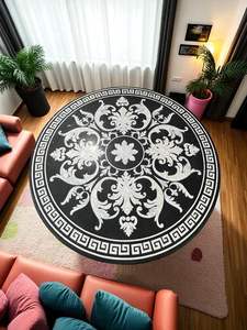 Mesa de centro de lujo con incrustaciones de mármol blanco y diseño floral de gemas, ideal como tocador. - Product Image 3