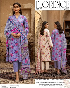 Trajes Shalwar Kameez de invierno para mujer en tela de lino con estampado digital de muy alta calidad a precio económico. - Product Image 3