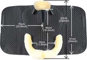 English Jumping Saddle Pad with Sheepskin Trim Lambskin Wool Fleece Lining Square Design for <b>Equestrian</b> Riding (Customizable) - Product Image 5