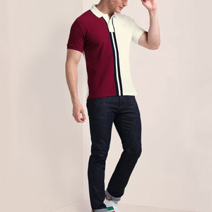 Polo à manches courtes en tricot color-block pour homme, style décontracté, coupe classique, faible MOQ, polos pour homme, vêtements pour homme - Product Image 4