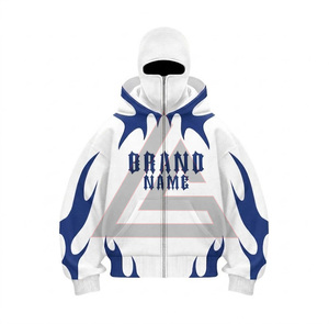 Ensemble de survêtement unisexe respirant à capuche imprimé par transfert thermique, effet délavé, coupe évasée, avec cagoule intégrée - Product Image 2