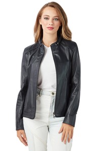 Nouvelle veste en cuir pour femme 100% cuir véritable respirante grande taille unie teinte - Product Image 4