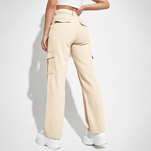 Pantalones Cargo Personalizados para Mujer, Cintura Alta, Corte Holgado, Multibolsillos, Transpirables, de Secado Rápido, Diseño de Parches, 100% Algodón, Venta al Por Mayor OEM - Product Image 2