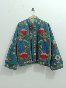 Chaquetas florales con bordado indio, interior de terciopelo, algodón, estilo bohemio, abrigo de invierno, ropa de calle - Product Image 5
