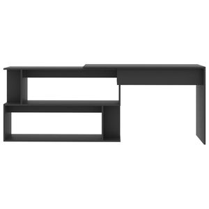 Escritorio de esquina de madera de ingeniería gris 78,7 "x 19,7" x 29,9 "para uso en computadora - Product Image 4