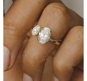 IGI/GIA Lab Grown Cut Diamond Vintage 14K Anillo de boda/compromiso amarillo Unisex Oro blanco fino para fiesta de aniversario-Worthy - Product Image 2