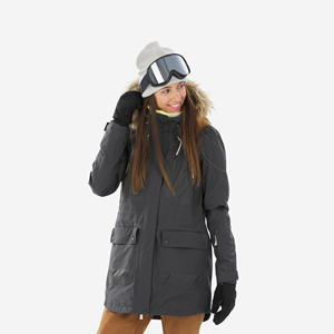 Veste de ski imperméable à capuche pour filles, 10 000 mm, polyester, fermeture éclair, imprimé numérique, style sportif, vêtements d'extérieur pour enfants, coton PP - Product Image 1