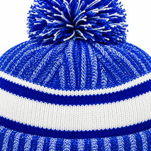 Phi Beta Sigma Royal Blue <b>White</b> GOMAB Knit <b>Pom</b> Beanie Hat Embroidered Greek Letters Warm Winter Cuffed Cap Fraternity Headwear - Product Image 5