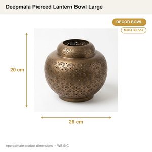 Handmade 26 cm Antique Bronze Aluminium <b>Large</b> <b>Lantern</b> Bowl Dense Lotus Piercing Deepmala Metal <b>Candle</b> Holders for Home Decor - Product Image 4