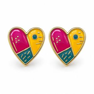Pendientes Esmaltados Estilo Y2K con Corazones Coloridos Pintados a Mano, Pendientes de Corazón de Lujo en Color Contrastante para la Moda de Verano - Product Image 5