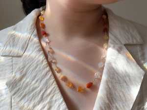 Handmade Natural Carnelian Citrine Beaded Necklace Rhodium Plated Wire <b>Wrapped</b> Gemstone Toggle <b>Wedding</b> Necklace - Product Image 4