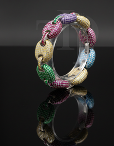 Luxury <b>Rainbow</b> Diamond Link Bracelet Multi Color 925 Silver 10KT 14KT Gold Finish Designer Statement Jewelry for Men Women - Product Image 4