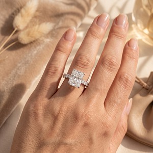 Anillo de Compromiso de Diamante Sintético CVD de Corte Radiante de Lujo, Oro Rosa de 18K, Anillo de Boda con Diamante Cultivado en Laboratorio, Joyería Fina - Product Image 2