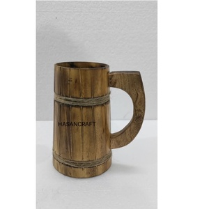 แก้วเบียร์เซรามิกทำด้วยมือพร้อมด้ามไม้ถังไม้คลาสสิกสำหรับบรรจุเบียร์ - Product Image 4