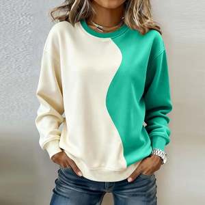 Sudadera de Mujer con Bloques de Color y Logotipo Personalizado, 300 GSM, Cuello Redondo, Manga Larga Raglán, Corte Holgado, Casual y Moderna - Product Image 5