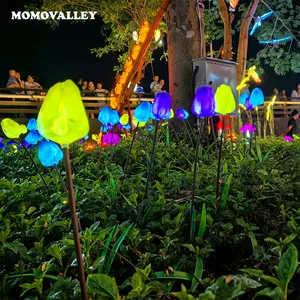 Décoration de jardin extérieur plastique artificiel simule plante éclairage de noël lumières fée étanche led tulipe fleur lumières