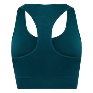 Women Seamless Sports <b>Bra</b> Scoop Neck <b>Racerback</b> Medium Support Breathable Quick Dry Yoga Fitness Wear Solid Color Teal - Product Image 4