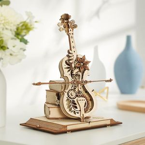 Kit de Construcción de Caja de Música de Madera 3D a Escala 1:5, Modelo de Violonchelo de 199 Piezas para Adultos, Regalo de Escritorio para Hombres y Mujeres, Rompecabezas de Afición para Adultos - Product Image 2