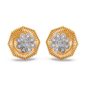 Boucles d'oreilles clous en diamant Halo Tournesol Doré - Product Image 1